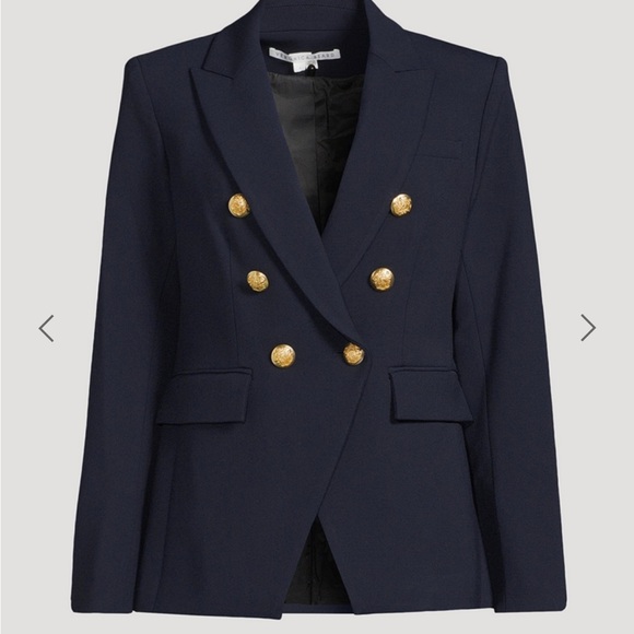 Veronica Beard Miller Dickey navy blue blazer jacket gold 0 - Picture 1 of 3